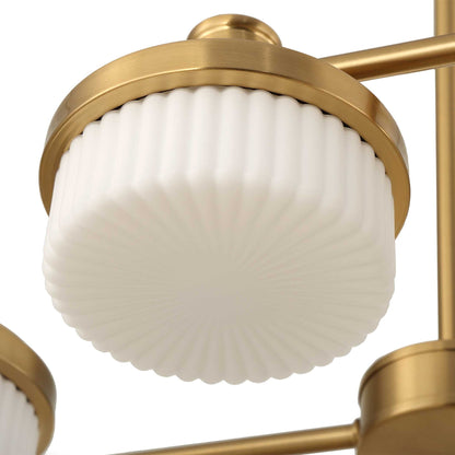 Wedge - 12 Light LED Brass Chandelier - White / Gold