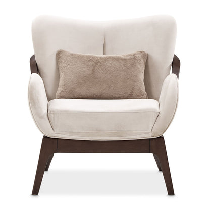 Camellia Field - Velvet Accent Chair - Beige / Dark Brown