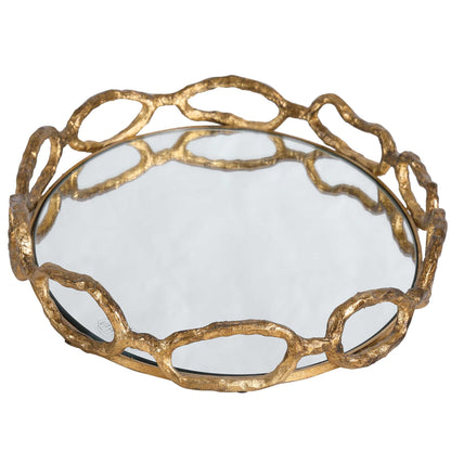 Cable - Chain Mirrored Tray - Gold