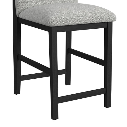 Portland - Round Back Barstool With Fabric (Set of 2) - Gray / Black
