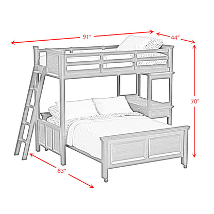 Hampton Kids - Loft Bed With Ladder And Desk With Speaker