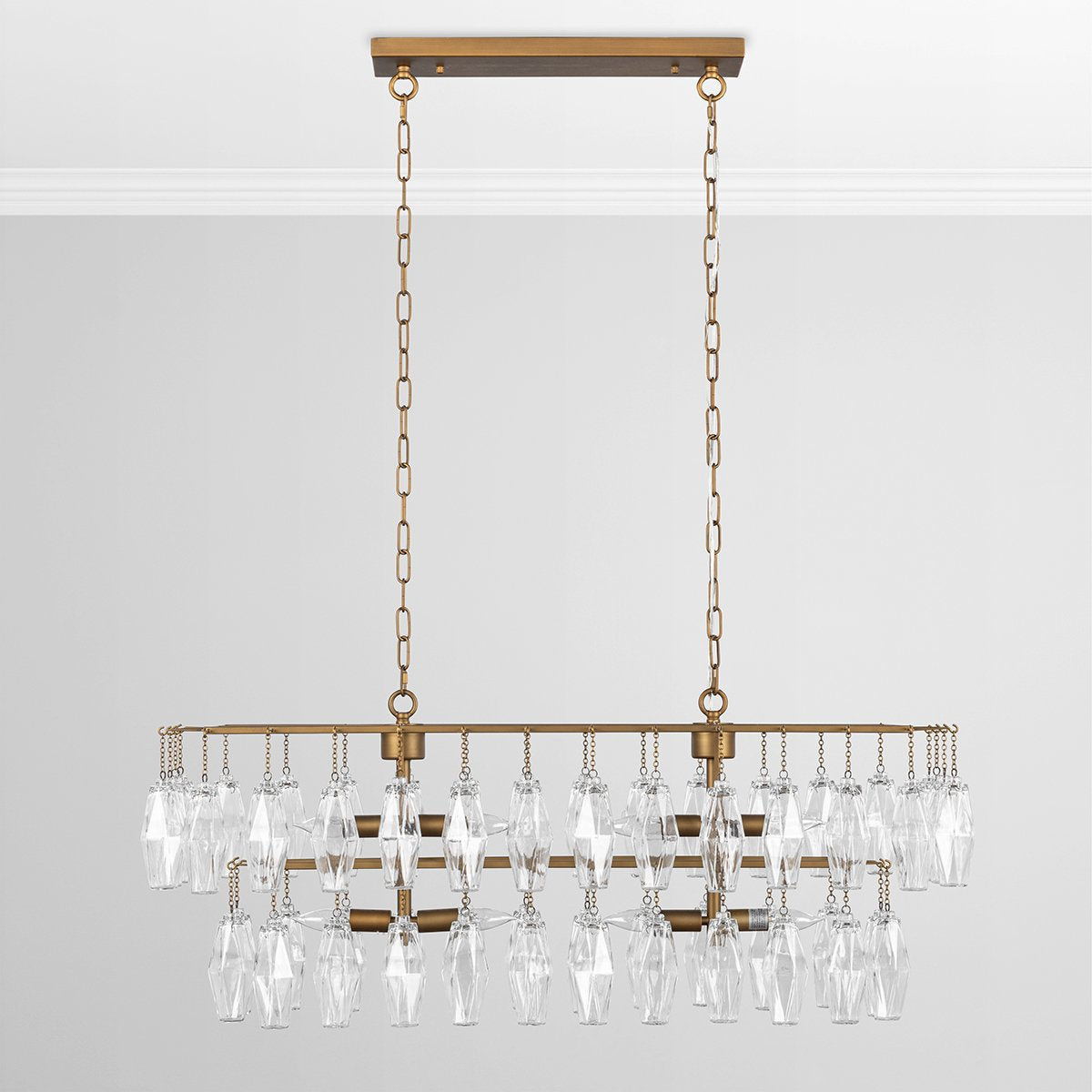 Tressia - Glass Round Chandelier - Brass