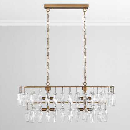 Tressia - Glass Round Chandelier - Brass