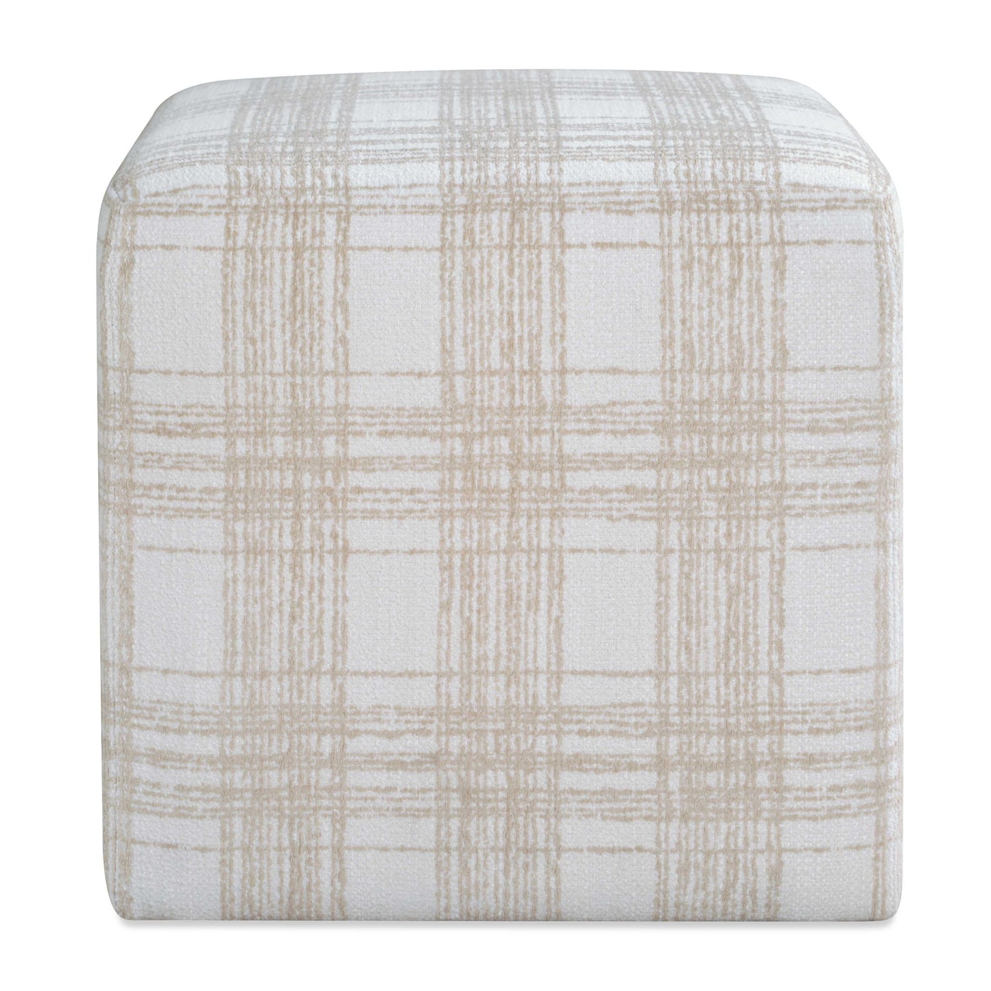Joie - Porcelain Plaid Ottoman - White