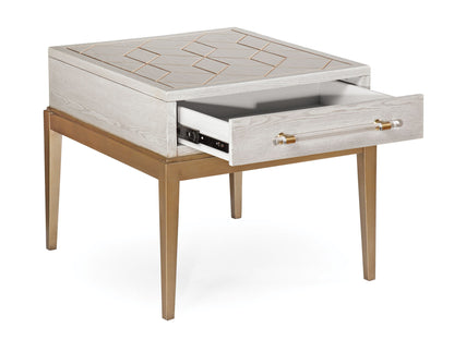 Perrine - Rectangle End Table - White / Gold