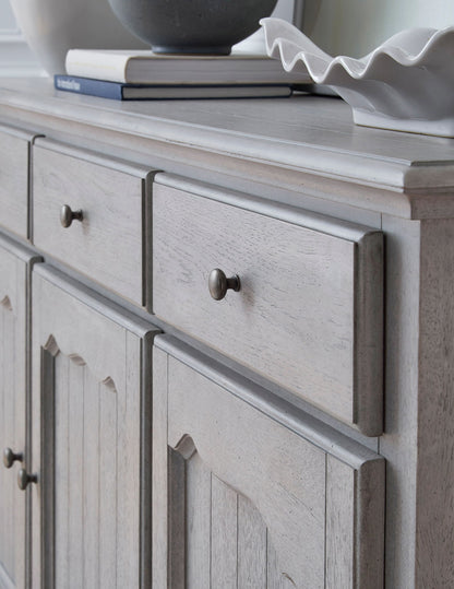 Pulaski Accents - 3-Door Credenza With Storage Drawers - Light Gray