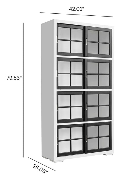 Pulaski Accents - 4-Shelf Sliding Door Bookcase - White / Black