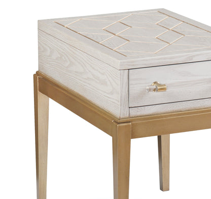 Perrine - Chairside Table - White / Gold