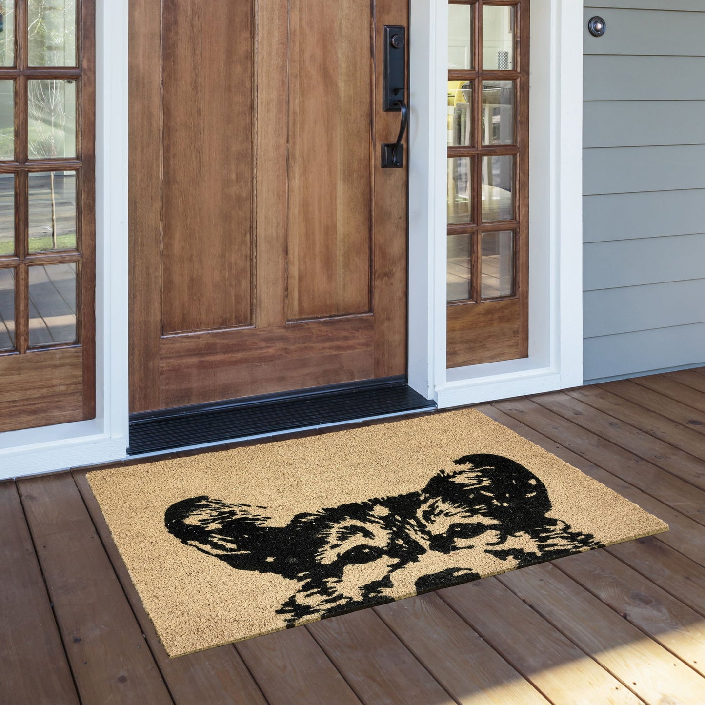 Doormats - Earnest Dog Doormat - Black & Beige