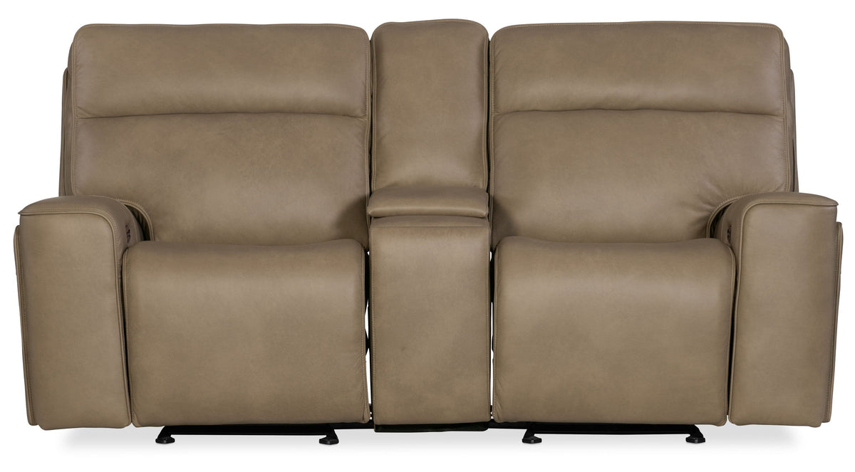 MS - Riverton Power Gliding Console Loveseat With Power Headrest And Lumbar