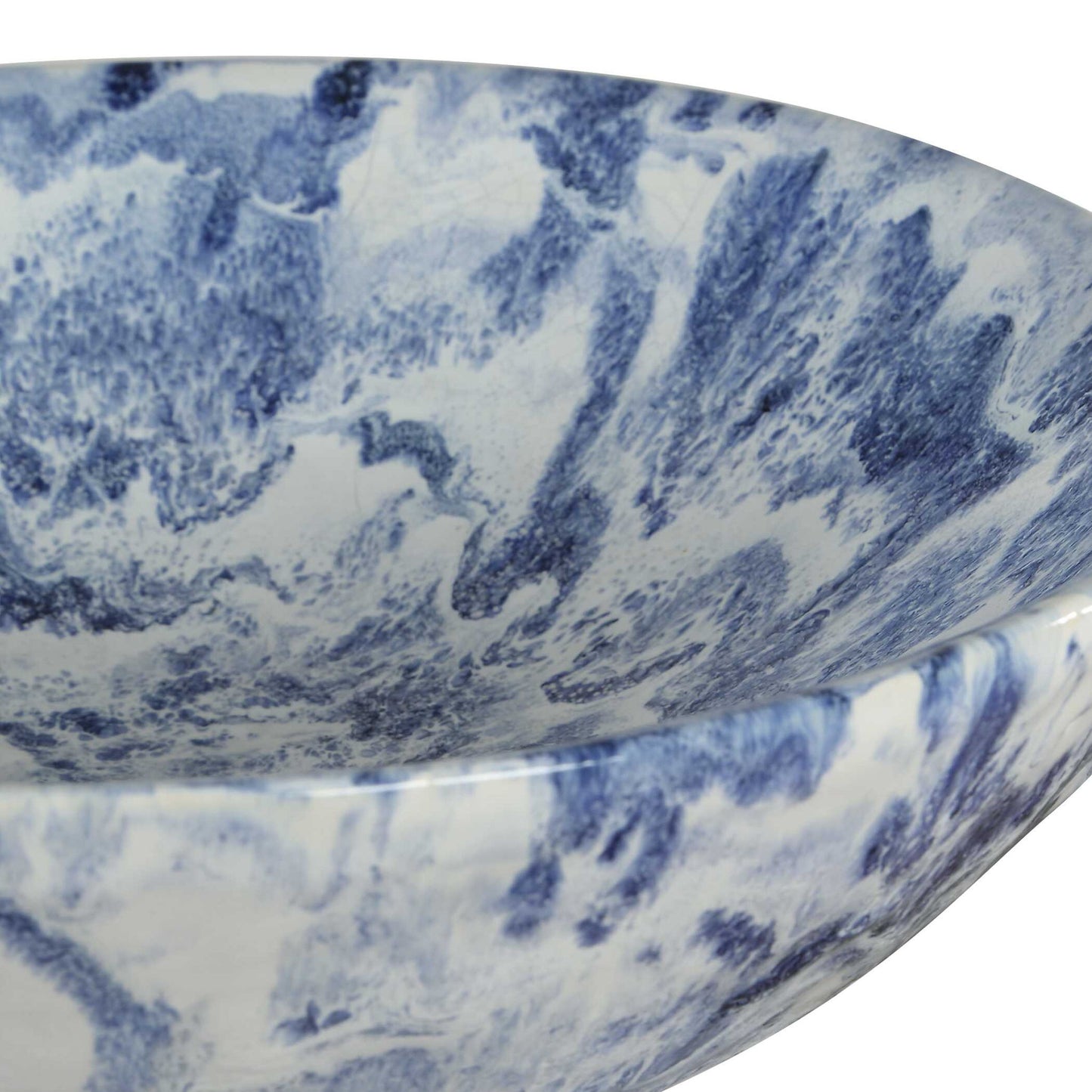 Indigo - Marble Pedestal Bowl - Blue,White