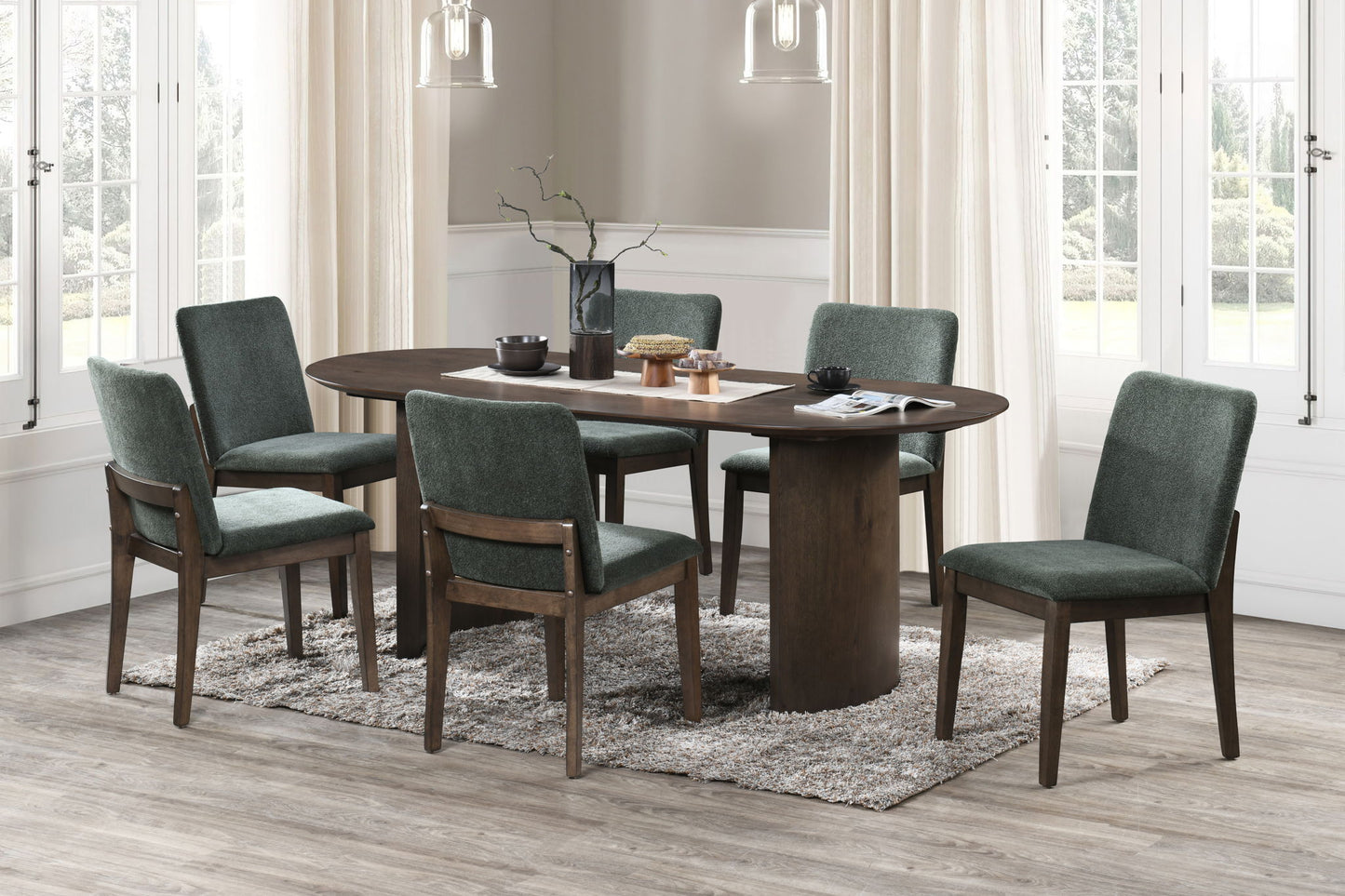 Kody - 79" Oval Fixed-Top Dining Table Set