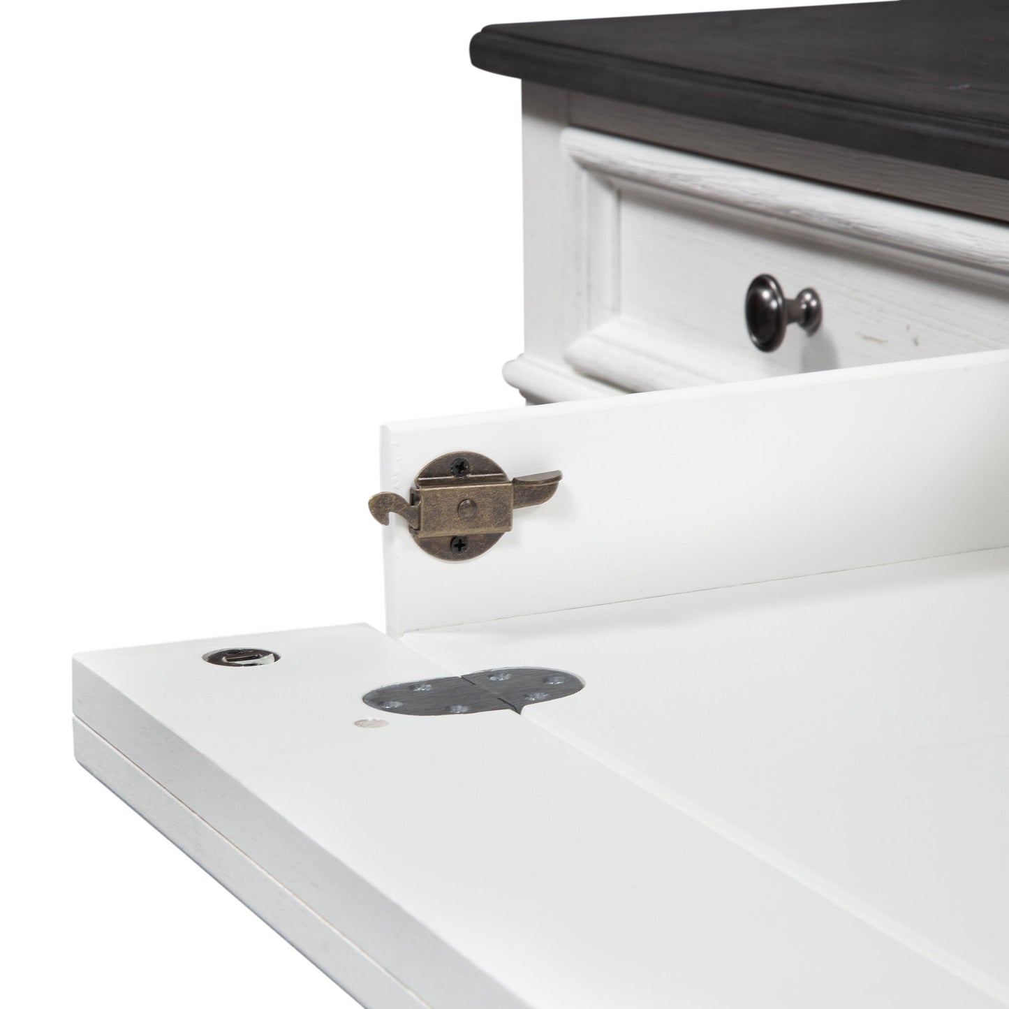 Allyson Park - Desk - Wirebrushed White / Charcoal