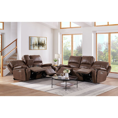 Atlantis - Power Motion Sofa With Power Motion Head Recliner - Heritage Brown