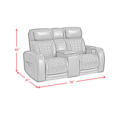 Prime Time - P3 Loveseat With LED, Wireless Charger Pocket, And Console