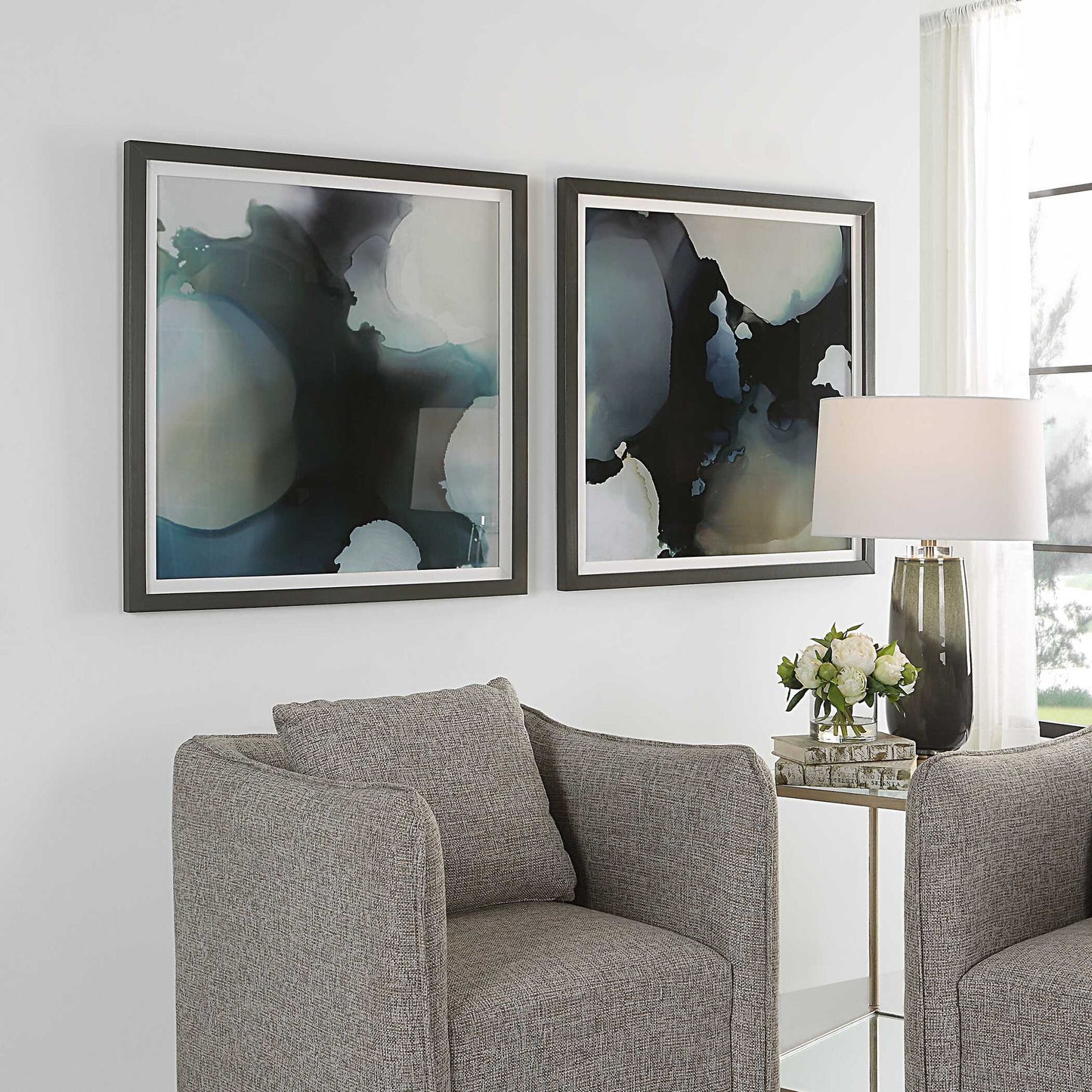 Telescopic - Abstract Framed Prints (Set of 2) - Black