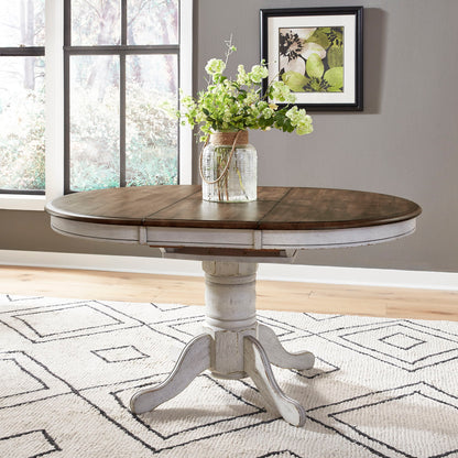 Carolina Crossing - Oval Pedestal Table Top - White / Antique Honey
