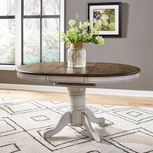 Carolina Crossing - Oval Pedestal Table Top - White / Antique Honey