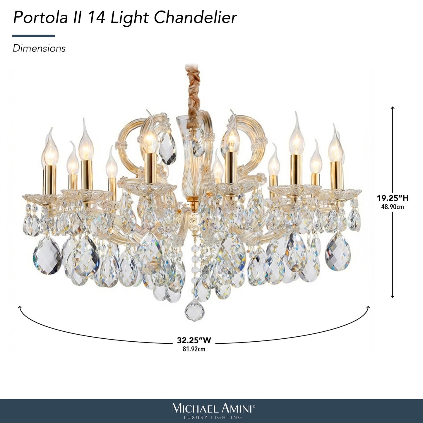 Michael Amini Lighting - Portola 14-Light Traditional Crystal Chandelier - Gold