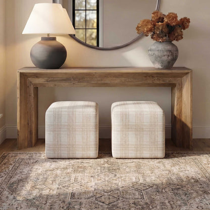 Joie - Porcelain Plaid Ottoman - White