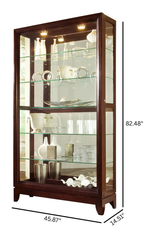PFC Curios - Sliding Door 5 Shelf Curio Cabinet - Chocolate Cherry