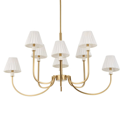 Poppins - 8 Light Brass Chandelier - White / Gold