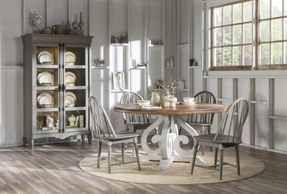 Vintage Market - Round Dining Table - Barnwood Oak And Picket Fence