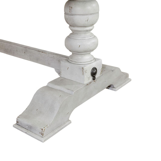 Whitney - Trestle Table Base - Antique Linen / Weathered Gray