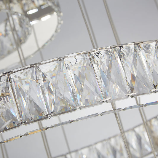 Michael Amini Lighting - Enterprise Modern Rectangular Crystal Chandelier - Chrome