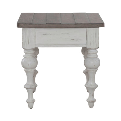 River Place - End Table - Riverstone White & Tobacco