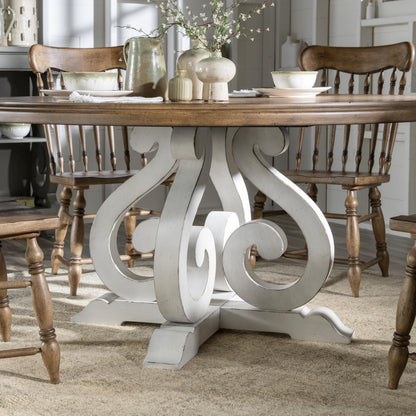 Vintage Market - Round Dining Table - Barnwood Oak And Picket Fence