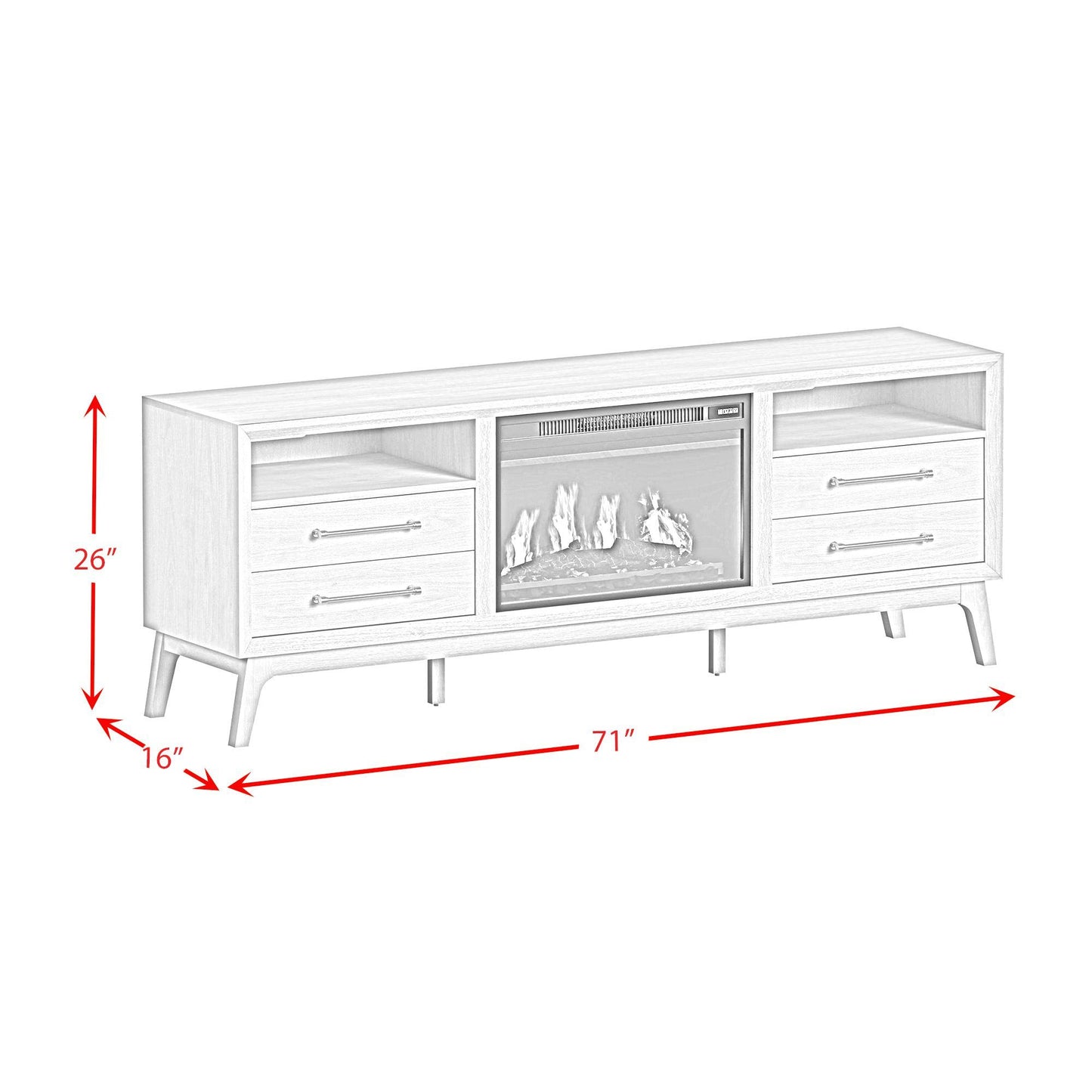 Westland - 4 Piece Entertainment Unit With 71" TV Console - Almond