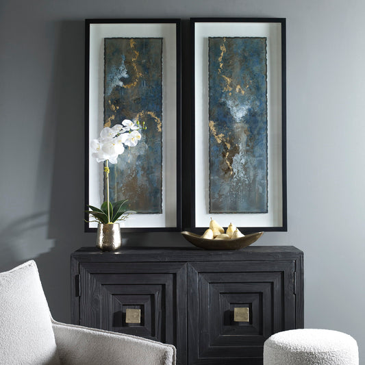 Glimmering Agate - Abstract Prints (Set of 2) - Blue