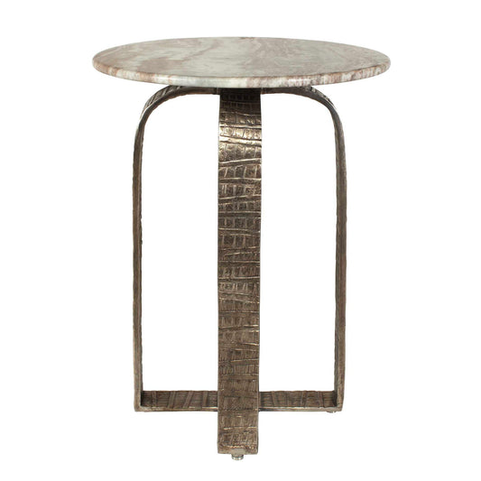 Warner - Indoor-Outdoor Side Table - Antiqued Champagne / White