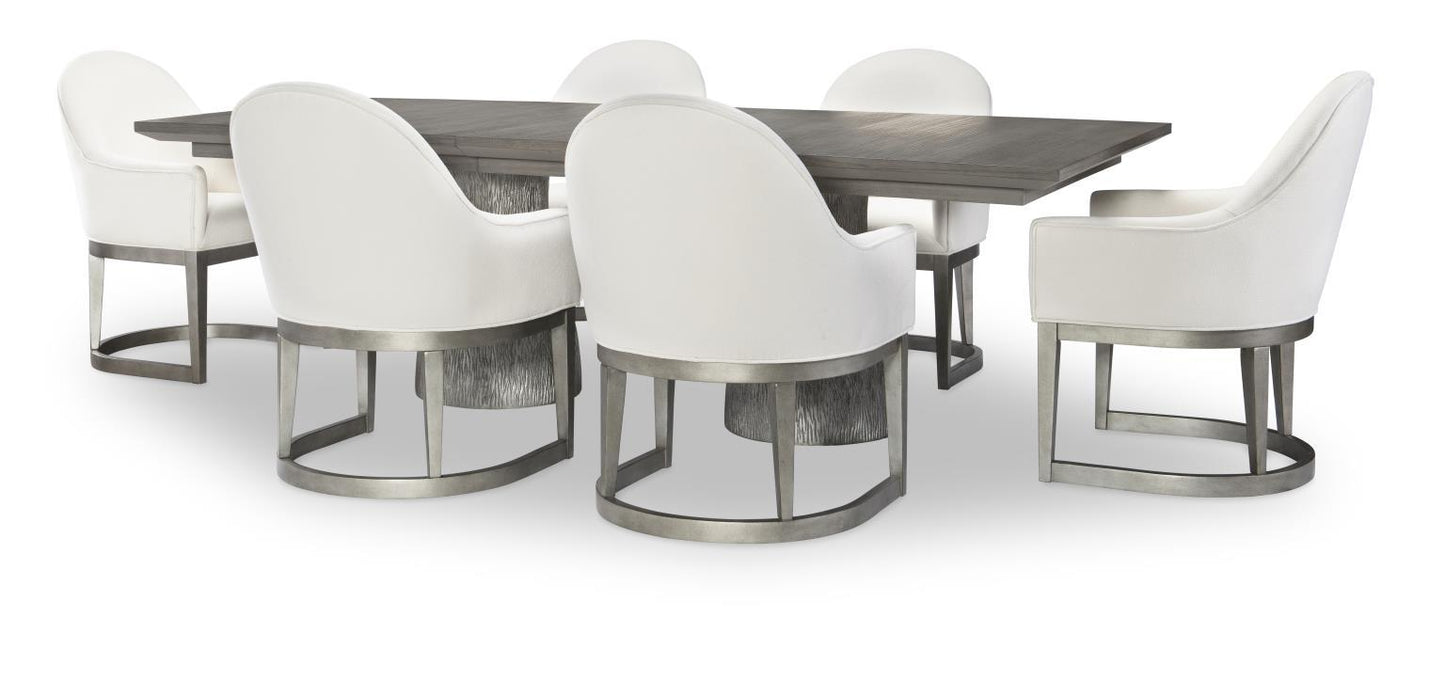 Terra Luna - Complete Rectangle Double Pedestal Table - White Cloud & Nightfall