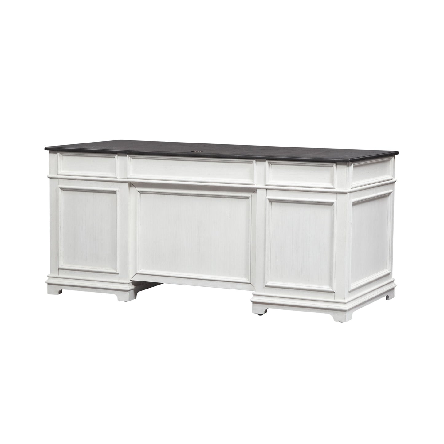 Allyson Park - Jr Executive Desk Top - Wirebrushed White / Charcoal