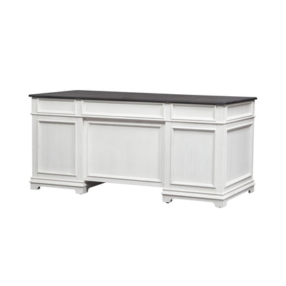Allyson Park - Jr Executive Desk Top - Wirebrushed White / Charcoal