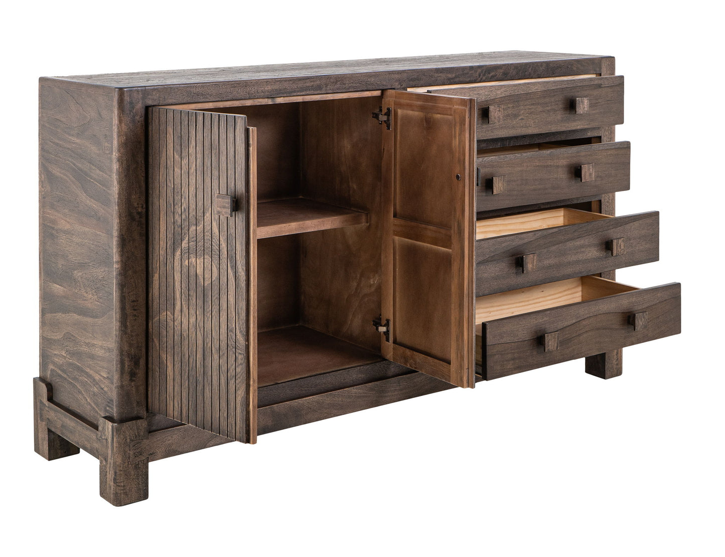 Atenas - Console With 4 Drawer And 2 Doors - Dark Brown