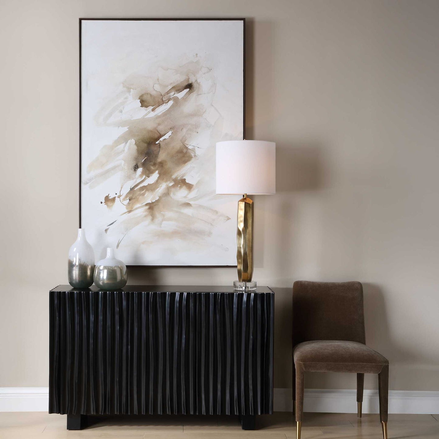 Still Moving - Abstract Painting - Brown / Gray / White