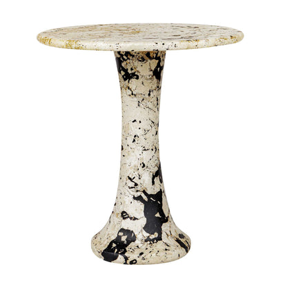 Cadas - Indoor-Outdoor Stone Side Table - Black / White