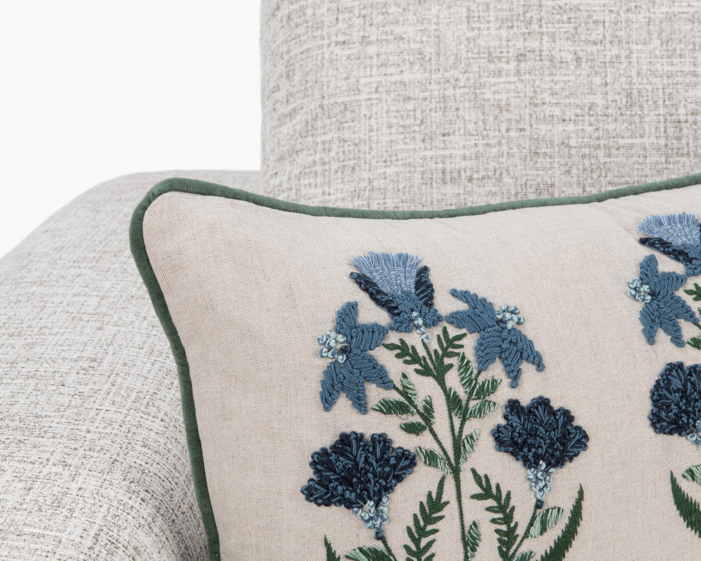 Transcendence - 14" x 26" NV Belcourt Floral Pillow - Floral Natural / Blue