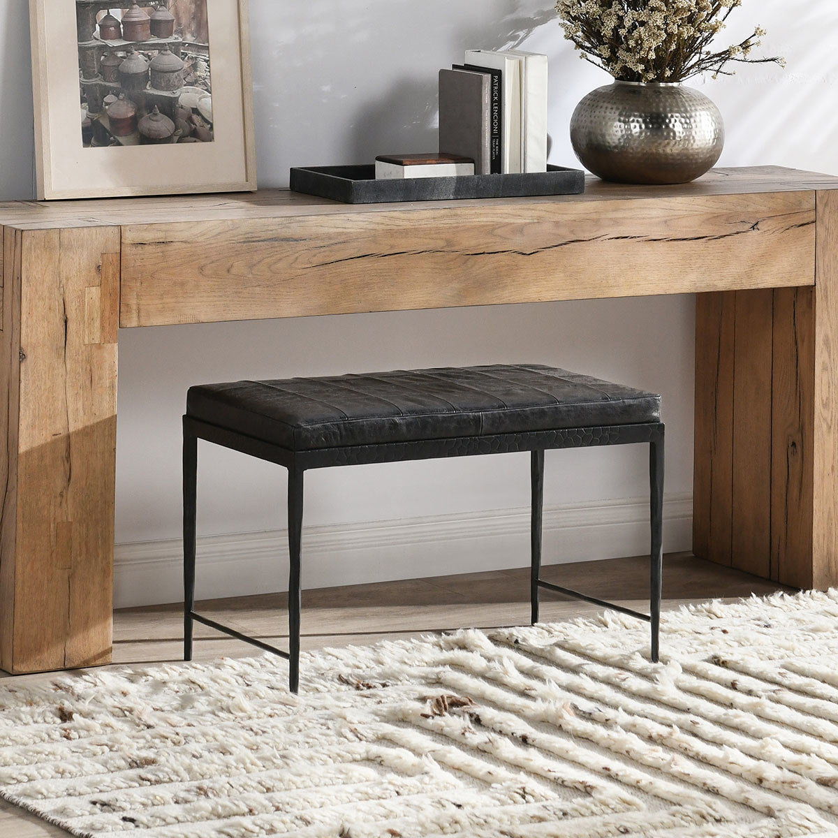 Malo - 28" Leather Bench