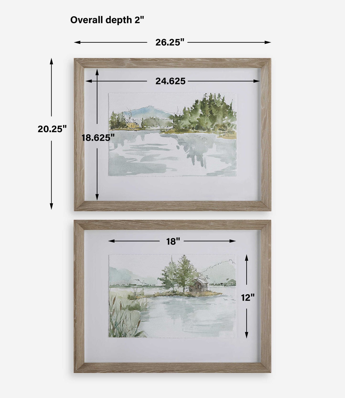 Serene - Lake Framed Prints (Set of 2) - Brown