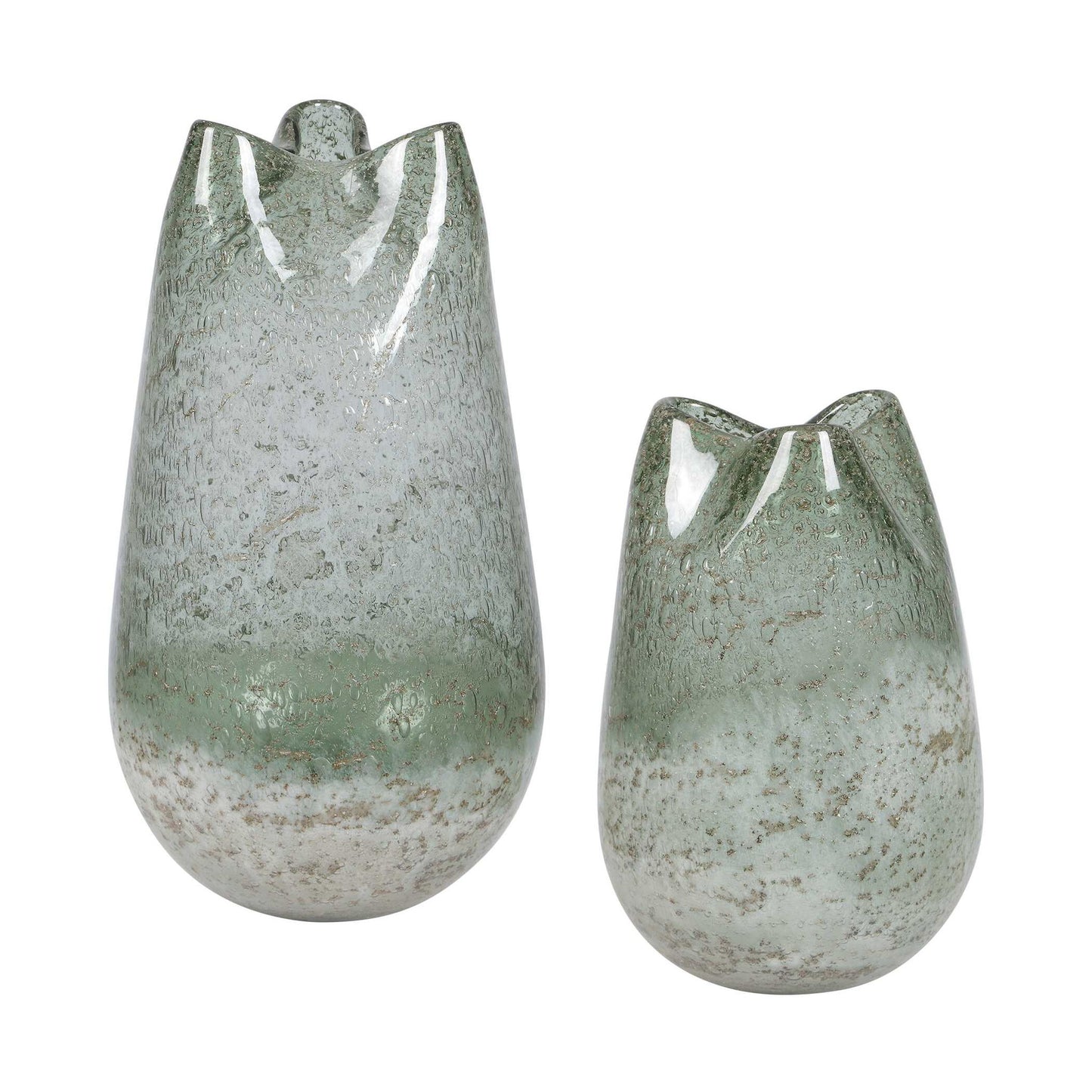 Chianti - Seeded Glass Vases (Set of 2) - Blue / Green