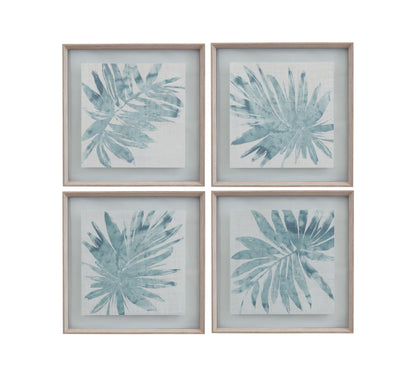 Burlap Ocean Palm I Framed Print - Light Blue
