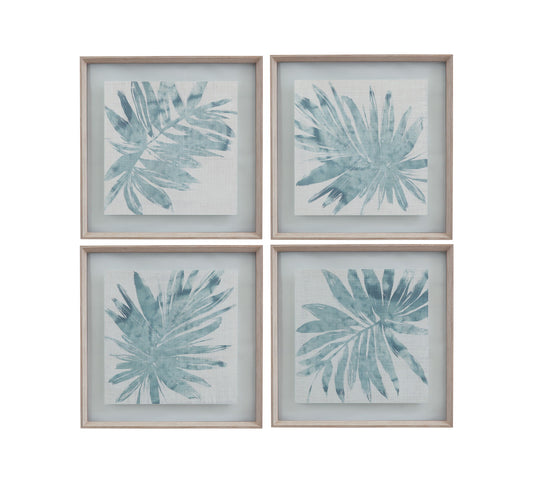 Burlap Ocean Palm I Framed Print - Light Blue