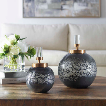 Cessair - Art Glass Bottles (Set of 2) - Dark Gray