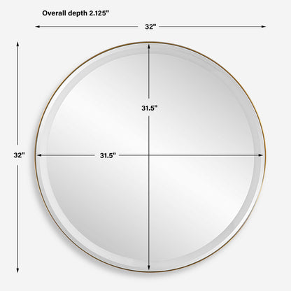 Crofton - Lighted Brass Round Mirror