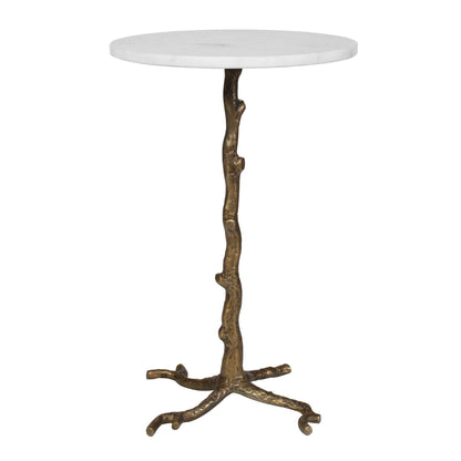 Calais - Marble Accent Table - Brass / White