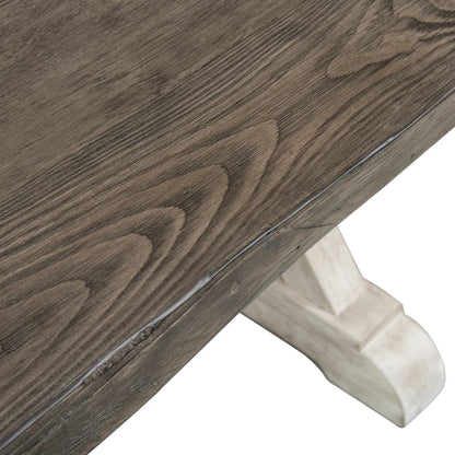 Willowrun - Trestle Table - Rustic White / Weathered Gray Top